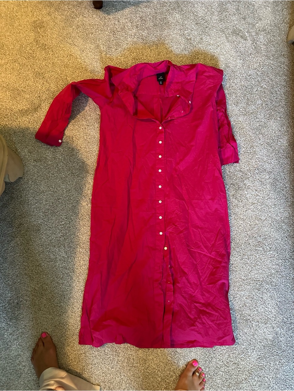 Echo Bright Pink Button-Front Swim Coverup